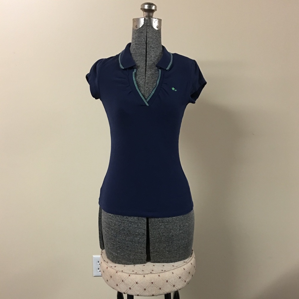 XS Tommy Jeans Navy Polo Style Top Tommy Hilfiger